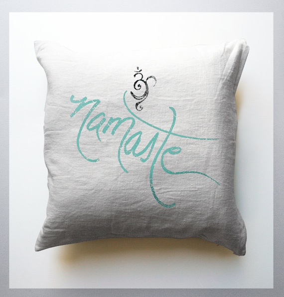 Namaste and Om White Throw Pillows mandala Yoga home decor