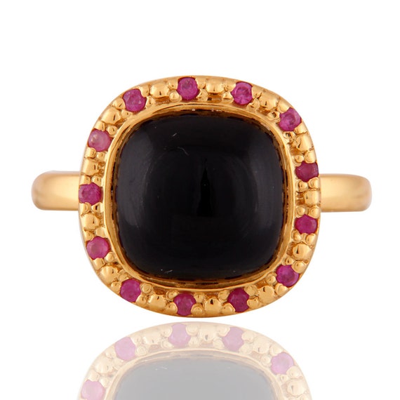 Black Onyx Ring Black Onyx Rings Ruby Ring by ananyajewels2015