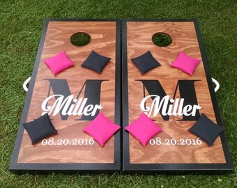 Custom Cornhole Sets - Tops are flush with the frame - Hand Painted 23/32" cabinet grade plywood, folding legs & 8 regulation bags included!