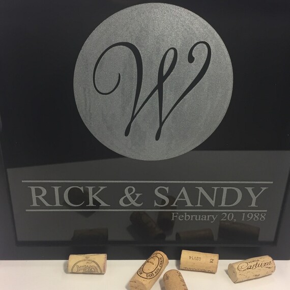 Etched Wine Cork Holder Monogram cork holder wedding