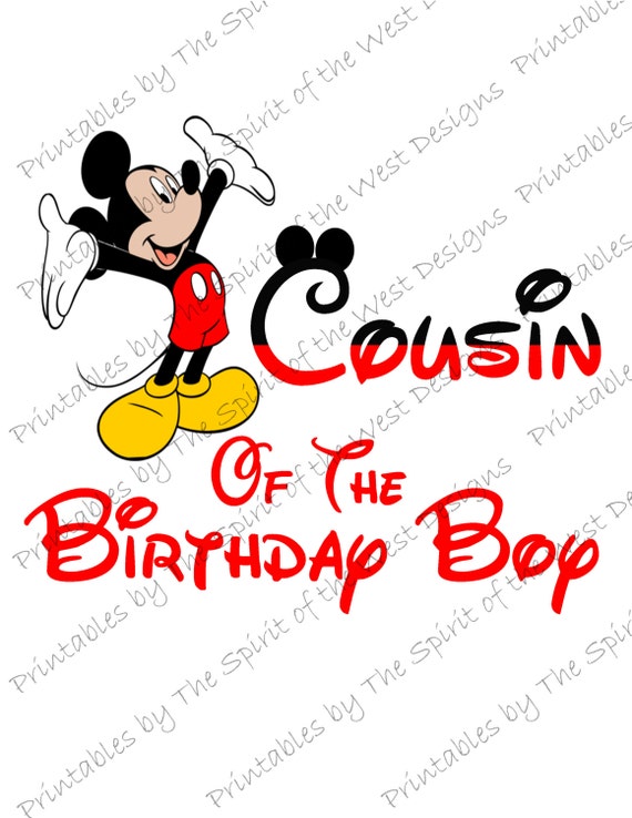 Cousin of the Birthday Boy Mickey Mouse Iron on IMAGE Mouse Ears Printable Clip Art Disney Shirt Party T-shirt Transfer Download Minnie Il_570xn