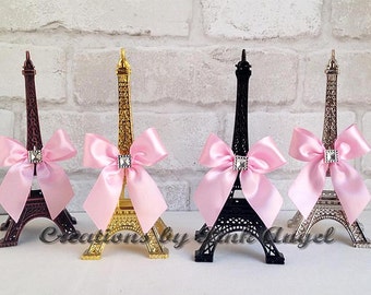 6" Eiffel Tower Cake Topper, Gold and Pink Eiffel Tower, Paris Cake Topper, Black Eiffel Tower, Paris Baby Shower, 1 Tower Included