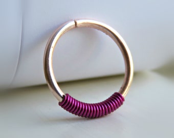 Rose Gold Nose Ring - Rose Gold Septum Ring - Rose Gold Tragus Earring
