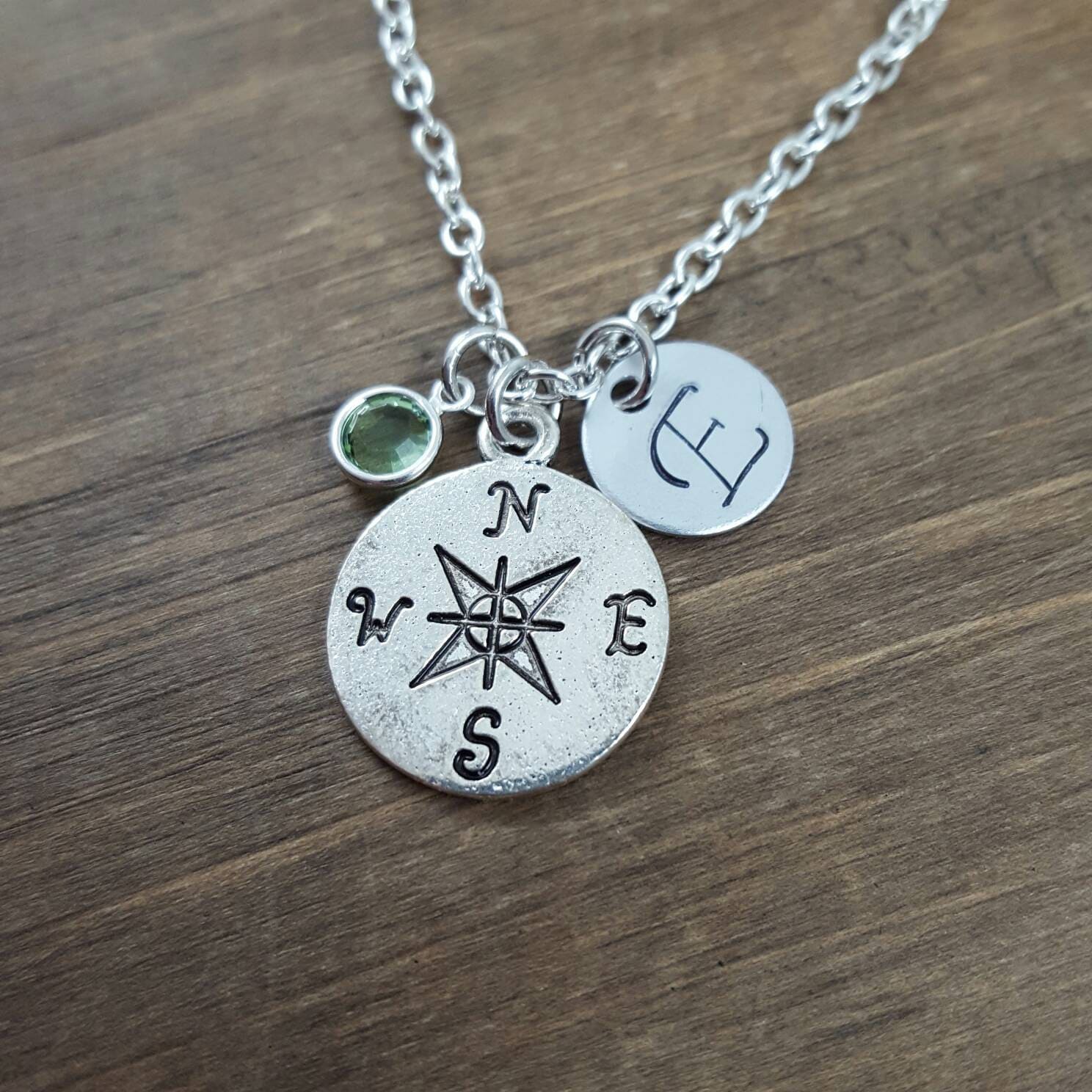 Personalized Compass Necklace Hand stamped by SunflowerShadows