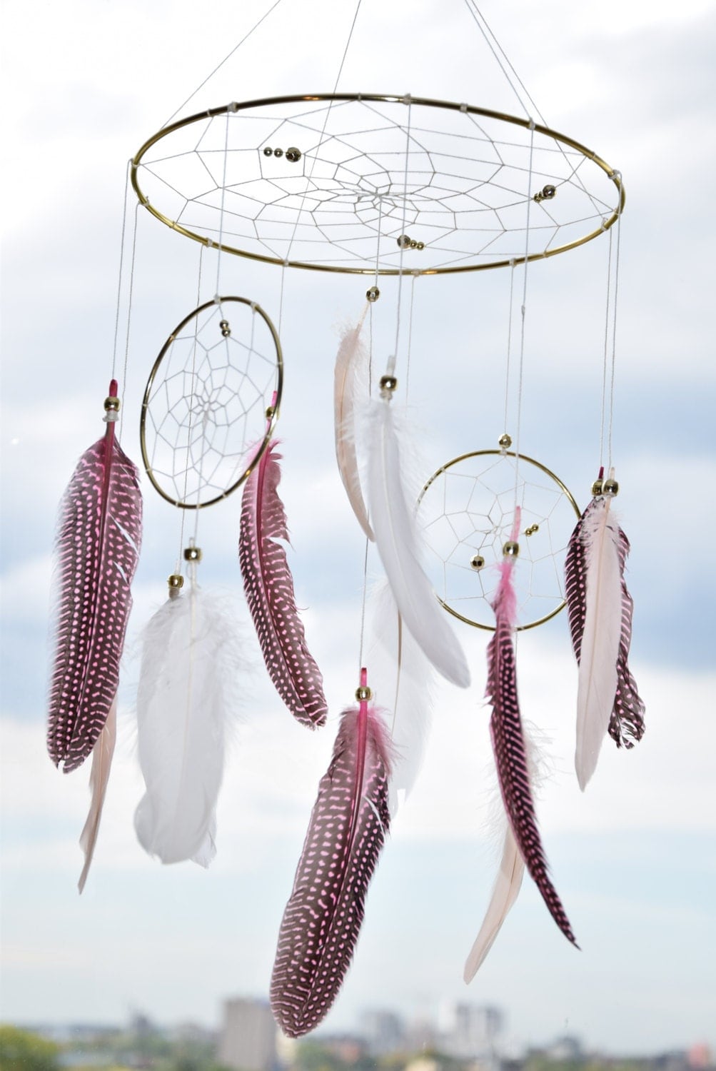 Gold Dream Catcher Mobile Baby Girl Nursery Decor Baby