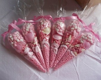 pink party sweet cone favours SET OF 20 christening Favoures wedding favors sweet cones gerls party favours baby shower favours