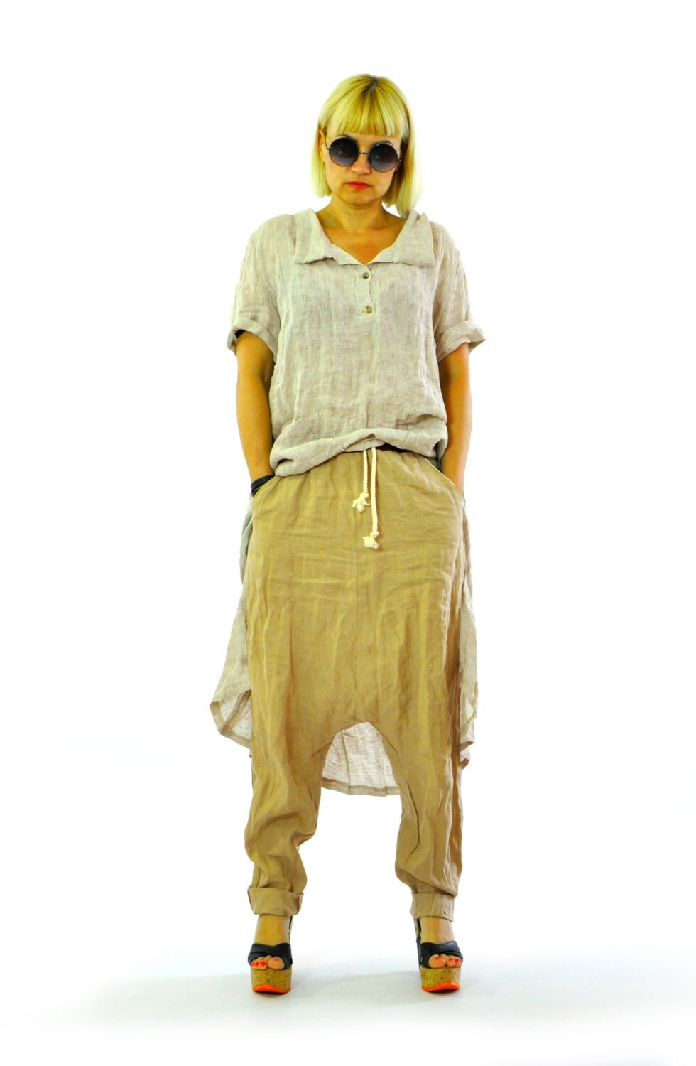 beige drop crotch eco linen maxi beige drop crotch eco linen maxi