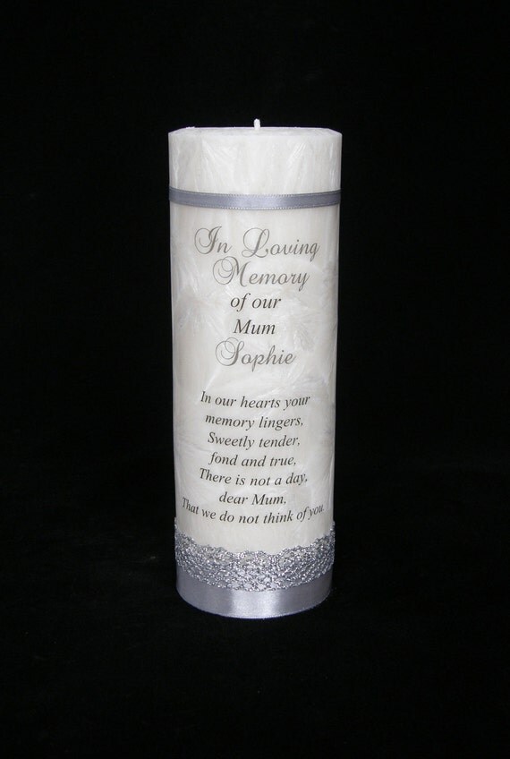 Personalized Memorial Candle Mum 100 Palm Wax