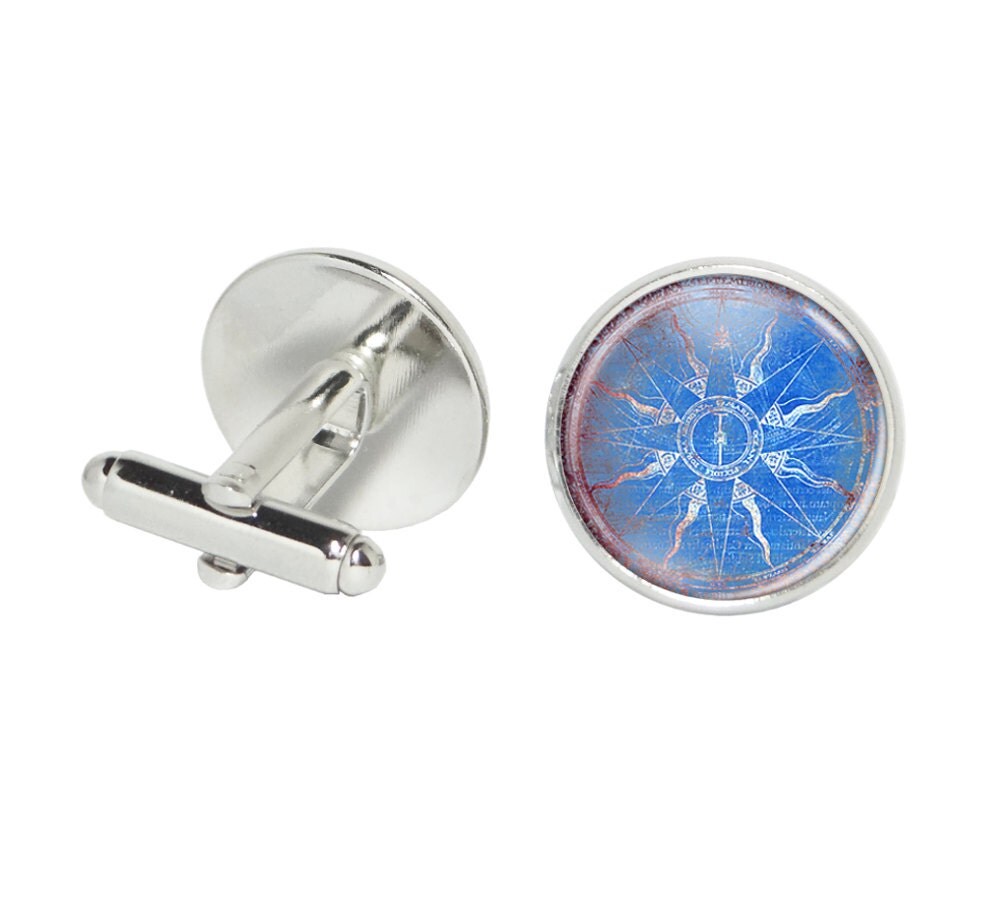 Blue Cufflinks Blue Suit Accessory Blue Suit by TrapSteam on Etsy