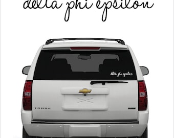 Delta Phi Epsilon // D Phi E // Sorority Vinyl Car Window Decal (cursive) // Laptop Sticker // Greek Letters Sticker Decal