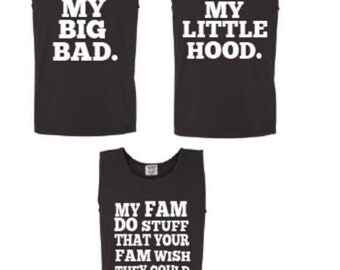 Sorority Big/Little Comfort Color Tshirt in Black or Tank in Black // My Big Bad // My Little Hood // My Fam
