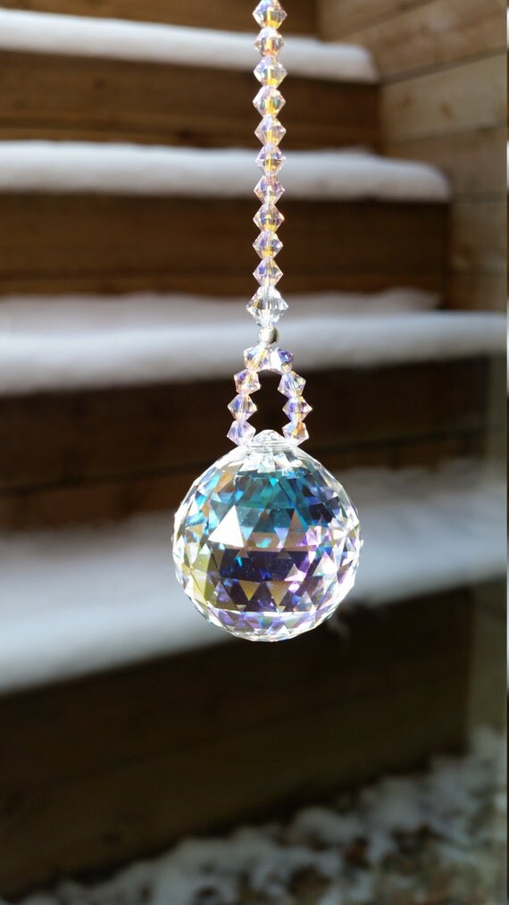 Northern lights swarovski suncatcher purple crystal