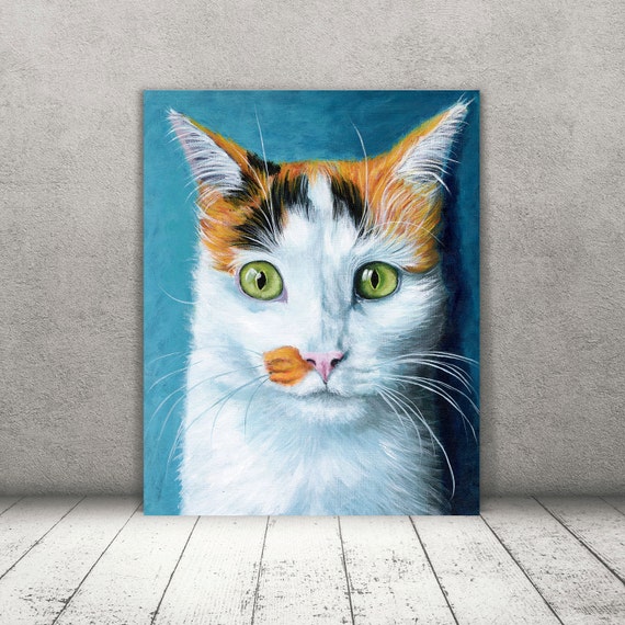 Calico Cat art Small Canvas Cat print Cat art by DannyBStudios