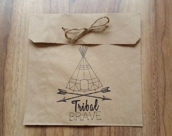 Birthday Party Gift Bag Tribal Custom Made Loot Bags with twine x 10 1st Birthday