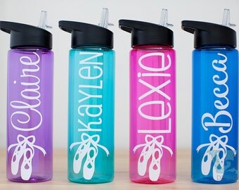 Dance Water Bottle - Dancer Gift - Ballet Shoes Bottle - Custom Water Bottle - Personalized Dancer Gift - Water Bottle with Name - Custom