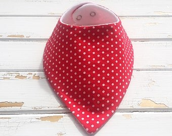 Bandana Dribble bib, Dribble bib, Red and white polka dot dribble bib, Baby bibs, Bib, Red and white, Polka dots