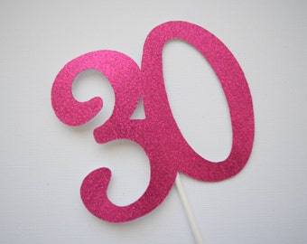 30th Birthday Cake Topper, 40th Birthday Decor, 50th Birthday Cake Topper, Glitter Birthday Cake Topper, Personalized Age Cake Topper