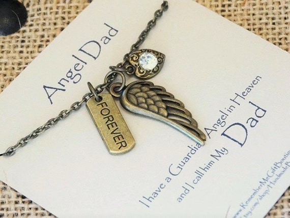 angel dad memorial necklace memorial gift idea remembrance angel dad memorial necklace memorial gift idea remembrance