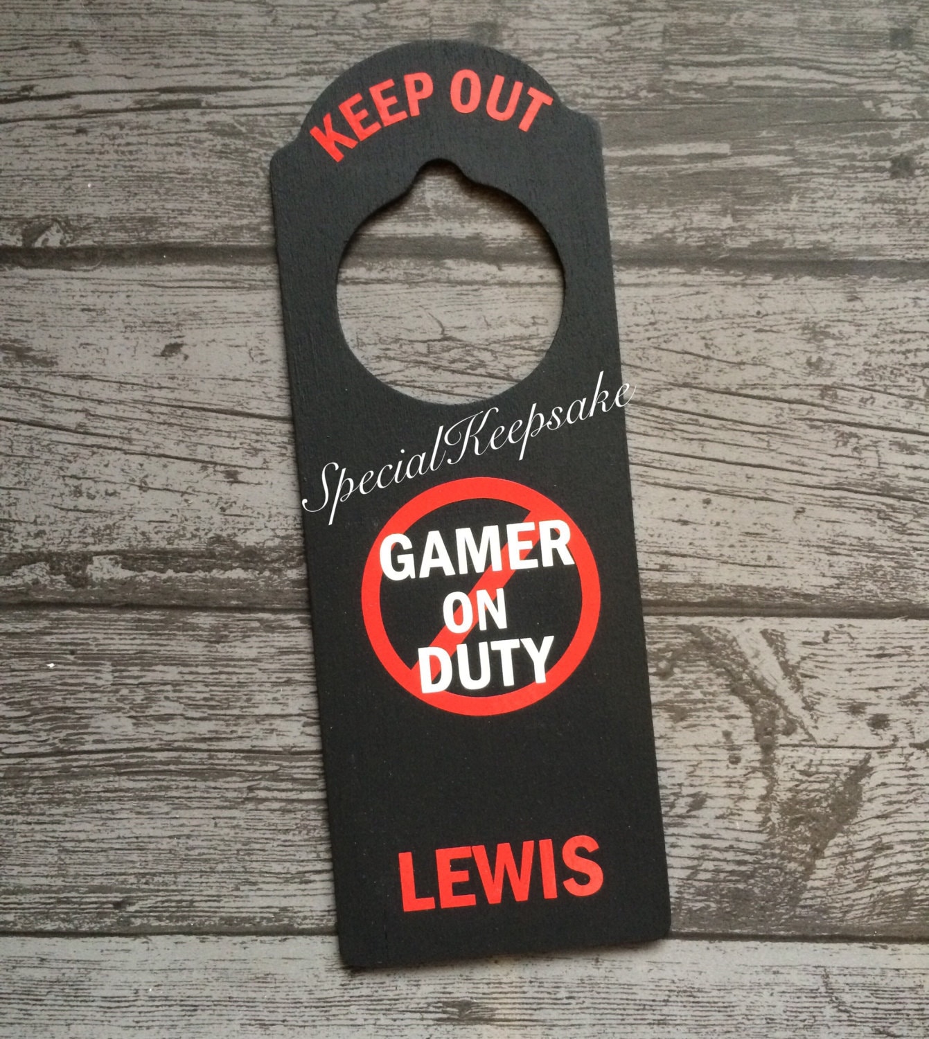 Personalised Keep Out Gamer On Duty Door Hanger Sign Funny