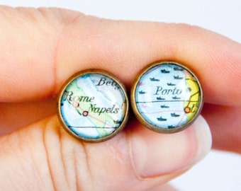 Custom map cufflinks, custom city cufflinks, personalised gift, anniversary gift, map jewelry, statement cufflinks, brass finish