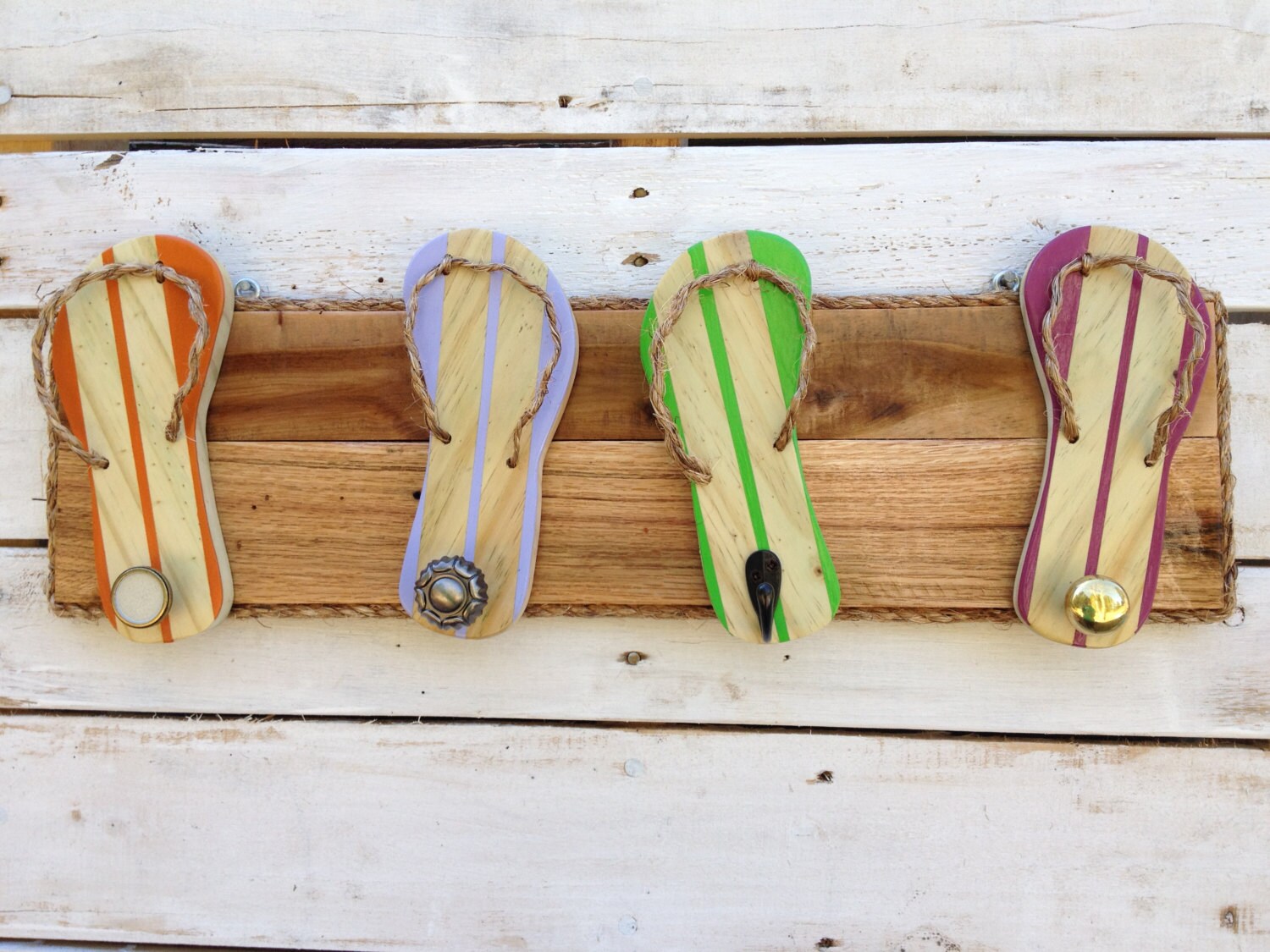 Flip Flop Towel Holder Outdoor shower hooks by FunkieJunkEmporium