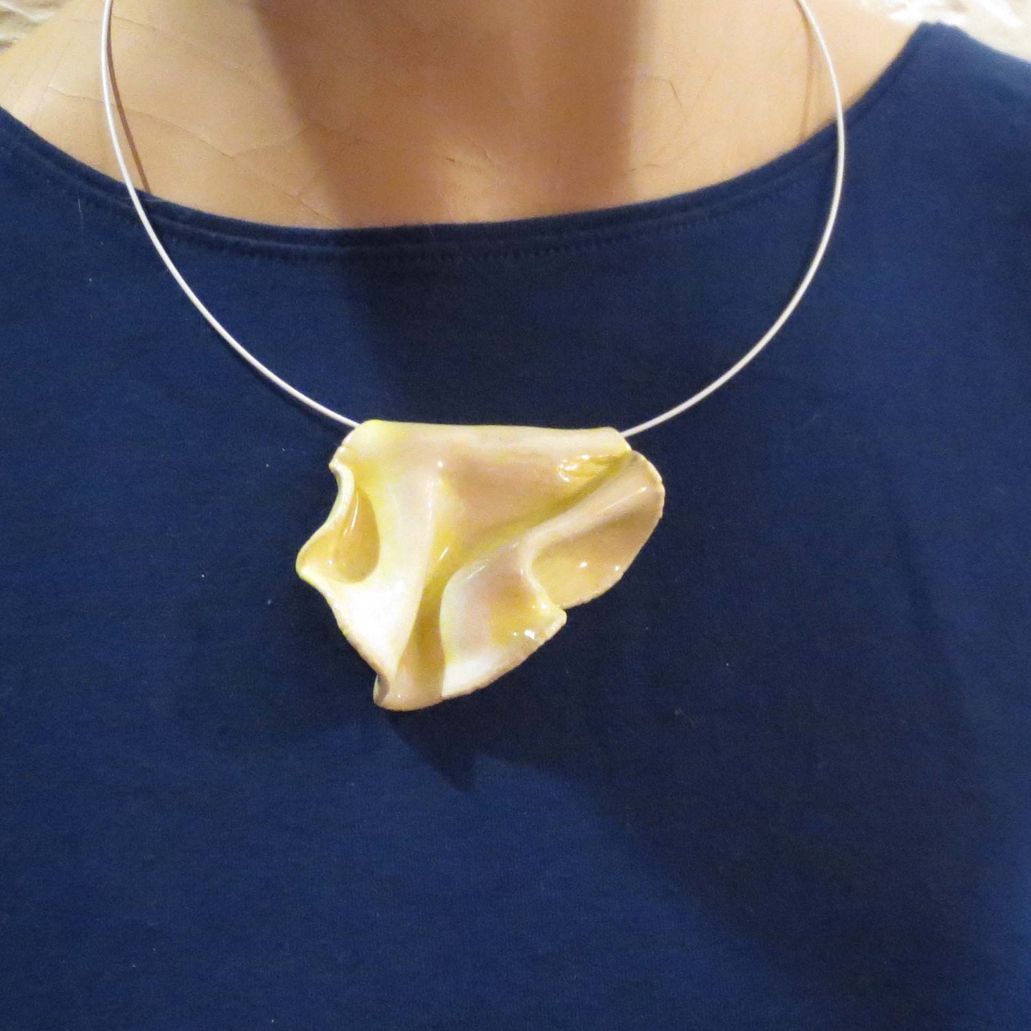 Yellow Necklace Ceramic Jewelry Ceramic by YaakValleyCeramics