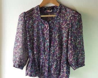 Vintage 60s Rare Hardy Amies Boutique London, Floral Blouse, Gifts for her