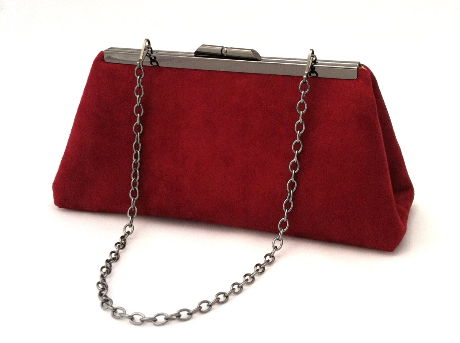 Burgundy Suede Handbag Purse Bordeaux Wine Suede Handbag