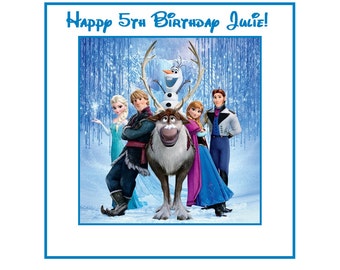 18 PERSONALIZED Printed Frozen goody treat favor bag Labels, Birthday Stickers, Custom Made