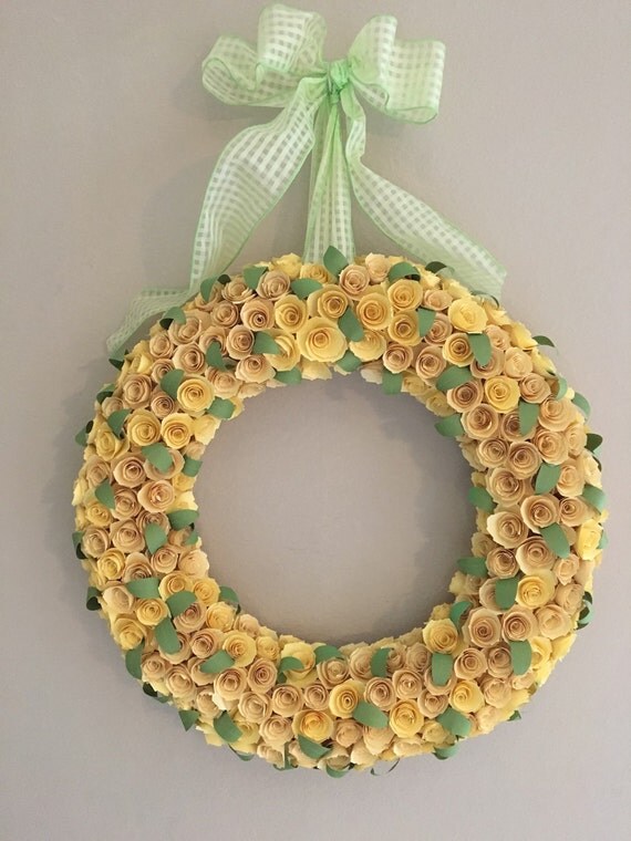 Paper flowers/Yellow paper Flowers green paper leaves/ Spring