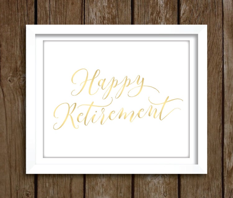 printable gold happy retirement sign instant download by ellums