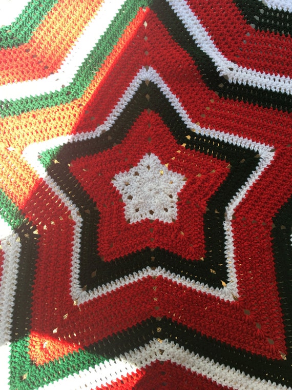 Christmas Star Afghan/Crochet Star Blanket/60x60 Star