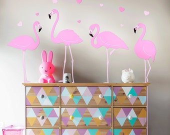 Flamingo Wall Decal, Flamingos Set Wall Decal, Girls Wall Decal, Nursery Wall Decals, Flamingo Wall Stickers, Nursery Decals, Flamingo Art