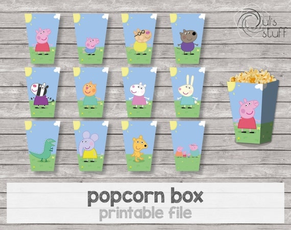 Items similar to Printable Peppa Pig popcorn box on Etsy