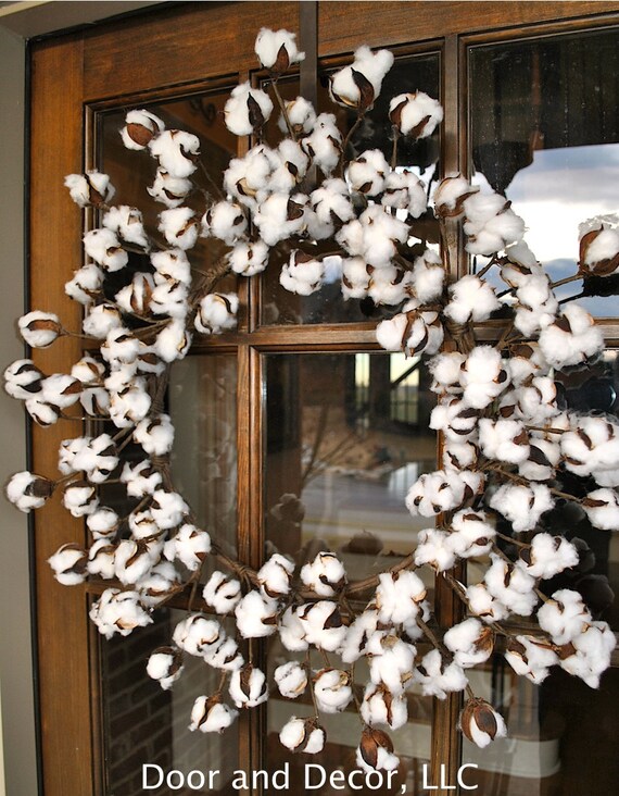 Rustic cotton wreath, perfect for a southern abode, gift for new home owners