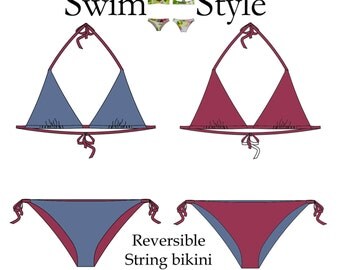 Reversible String bikini Swimwear sewing pattern Women