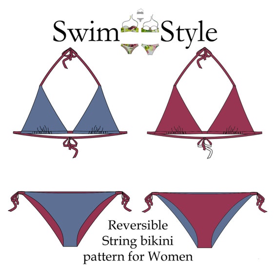 Reversible String bikini Swimwear sewing pattern Women