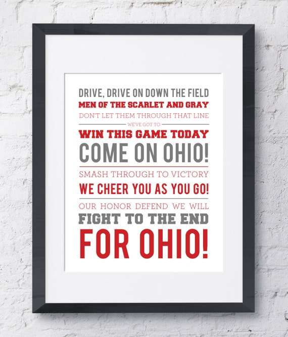 The Ohio State University Fight Song Wall Art Printable