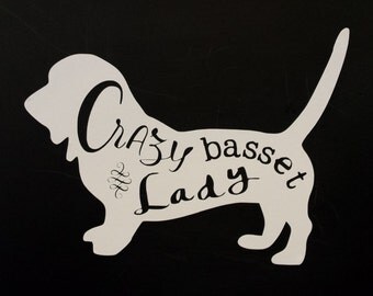 Basset Hound Vinyl Decal, Car Decal, Window Decal, Bassett Hound Decal, Basset Hound Love, Basset Hound Sticker,Phone Decal, Laptop Decal