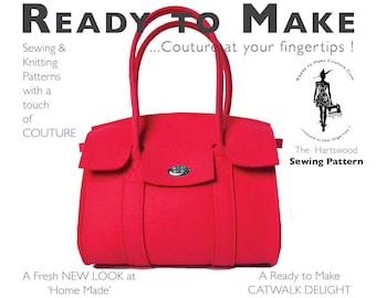 PDF Sewing Pattern - High Fashion HandBag Tote Purse Ready to Make Simple to Sew Tutorial Notes Couture Style Vogue Bag - The Hartswood