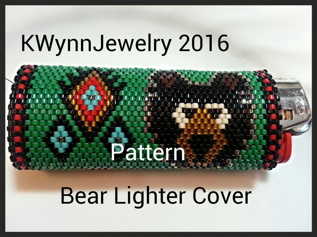 Bead Pattern Bear Lighter Cover in Peyote Stitch