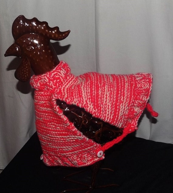 7 Chicken Sweater Hand knitted in variegated chunky