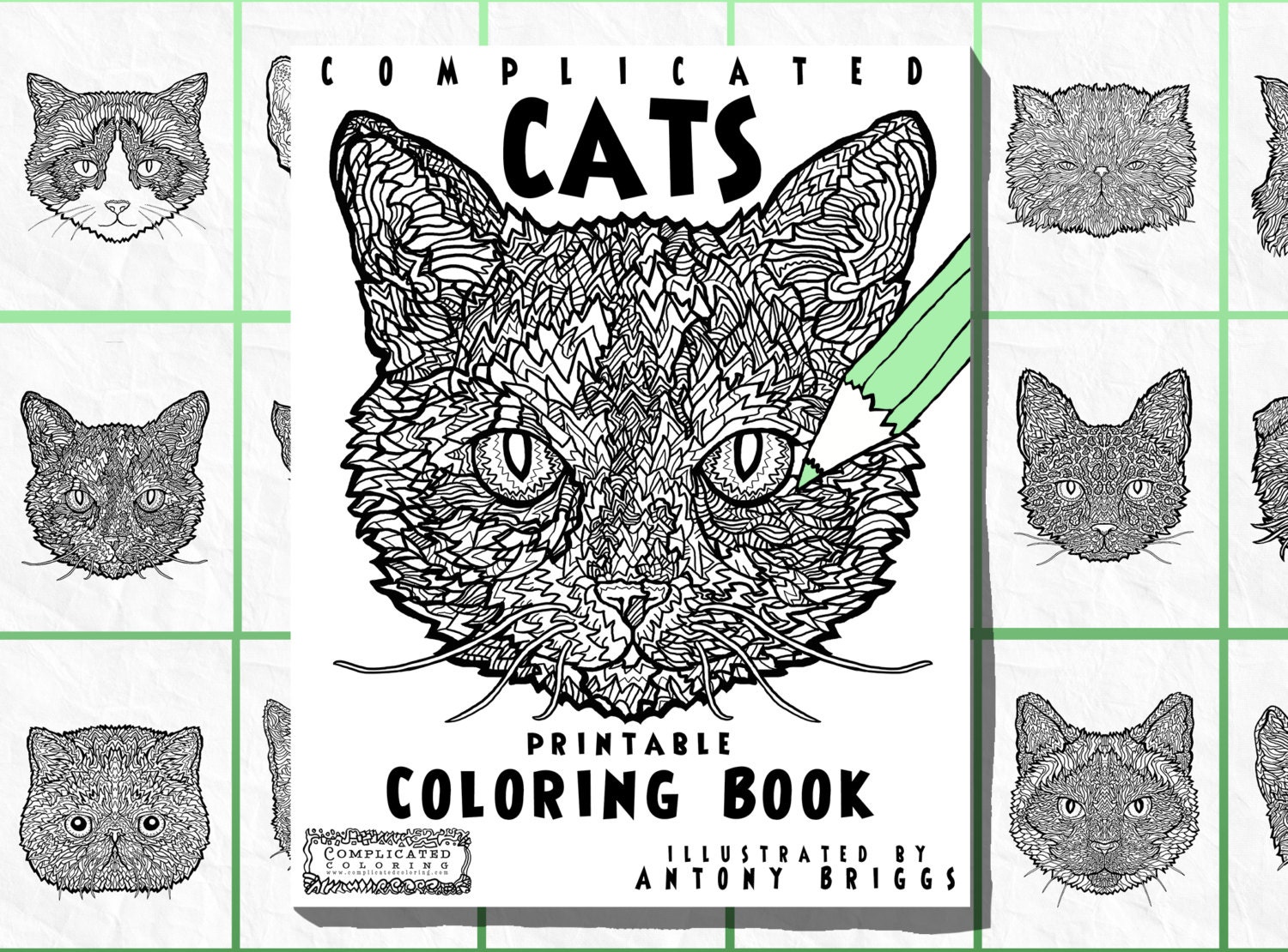  Complicated  Cats  Printable Adult Colouring  Book