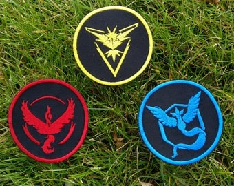 Pokemon Patch, Pokemon badge, Pokemon team Badge, team Instinct badge, team Valor patch, team Mystic, Pokemon Go Patch, iron on