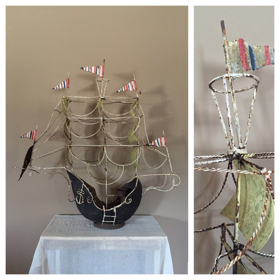 44 Large Vintage Metal Ship / Model Ship / Metal Art