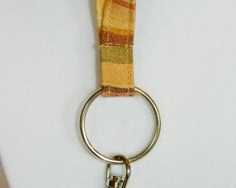 Earth-tone Striped Fabric Lanyard