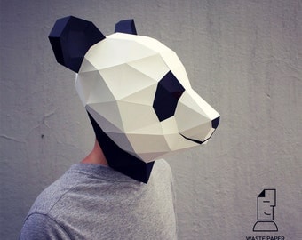 Papercraft panda mask - printable DIY template