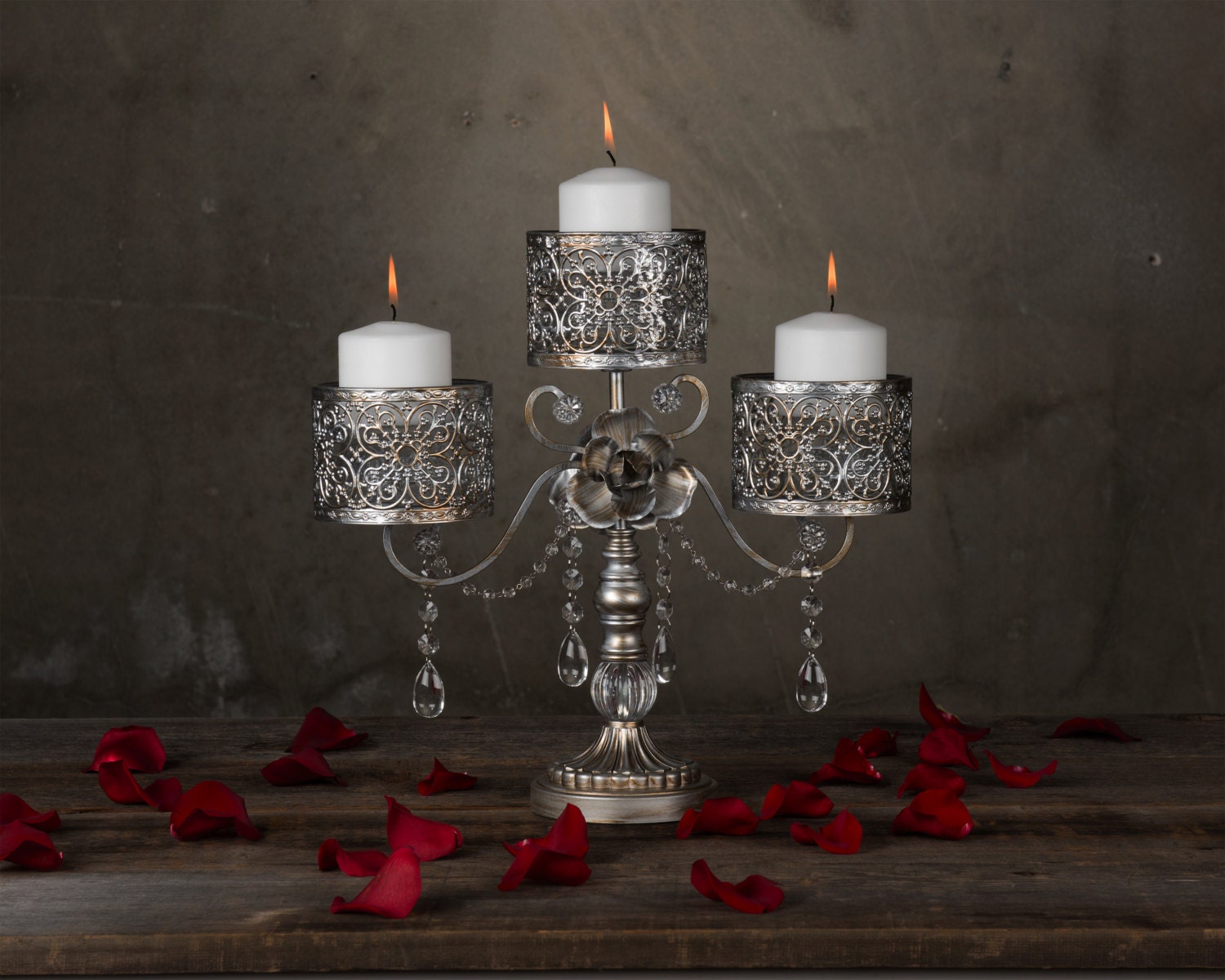 Silver Pillar Candle Holders