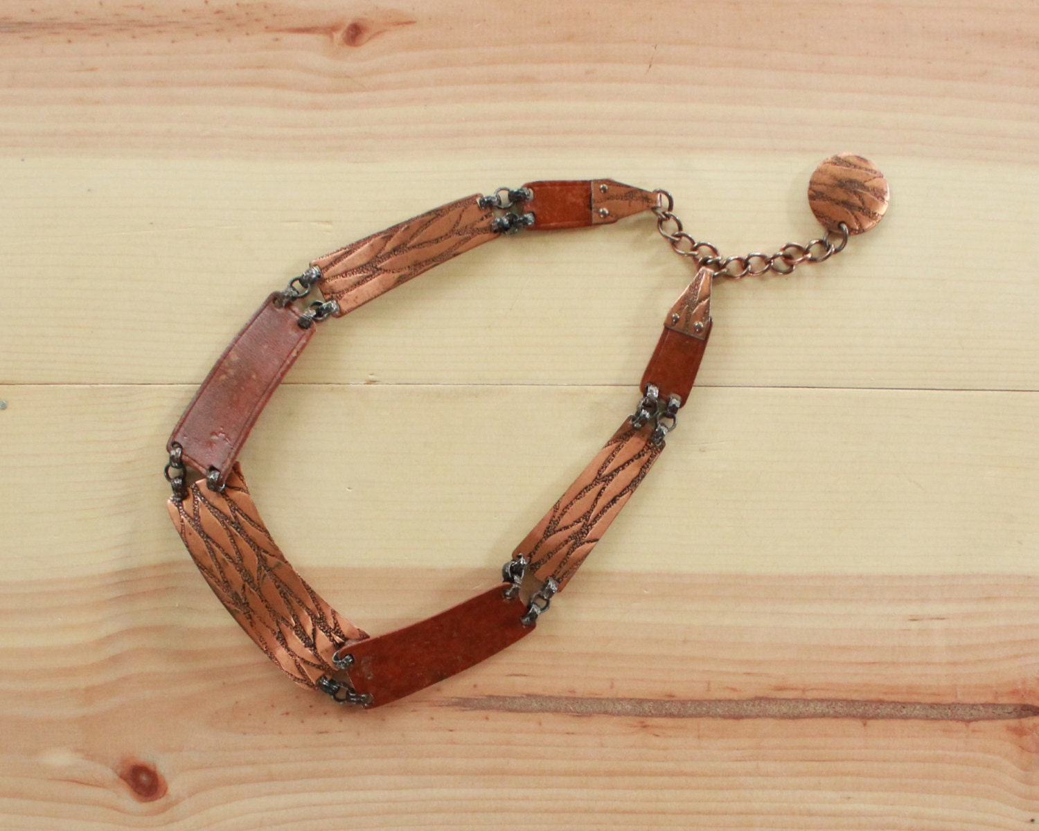 Western Chain Belt with Copper and Leather Links