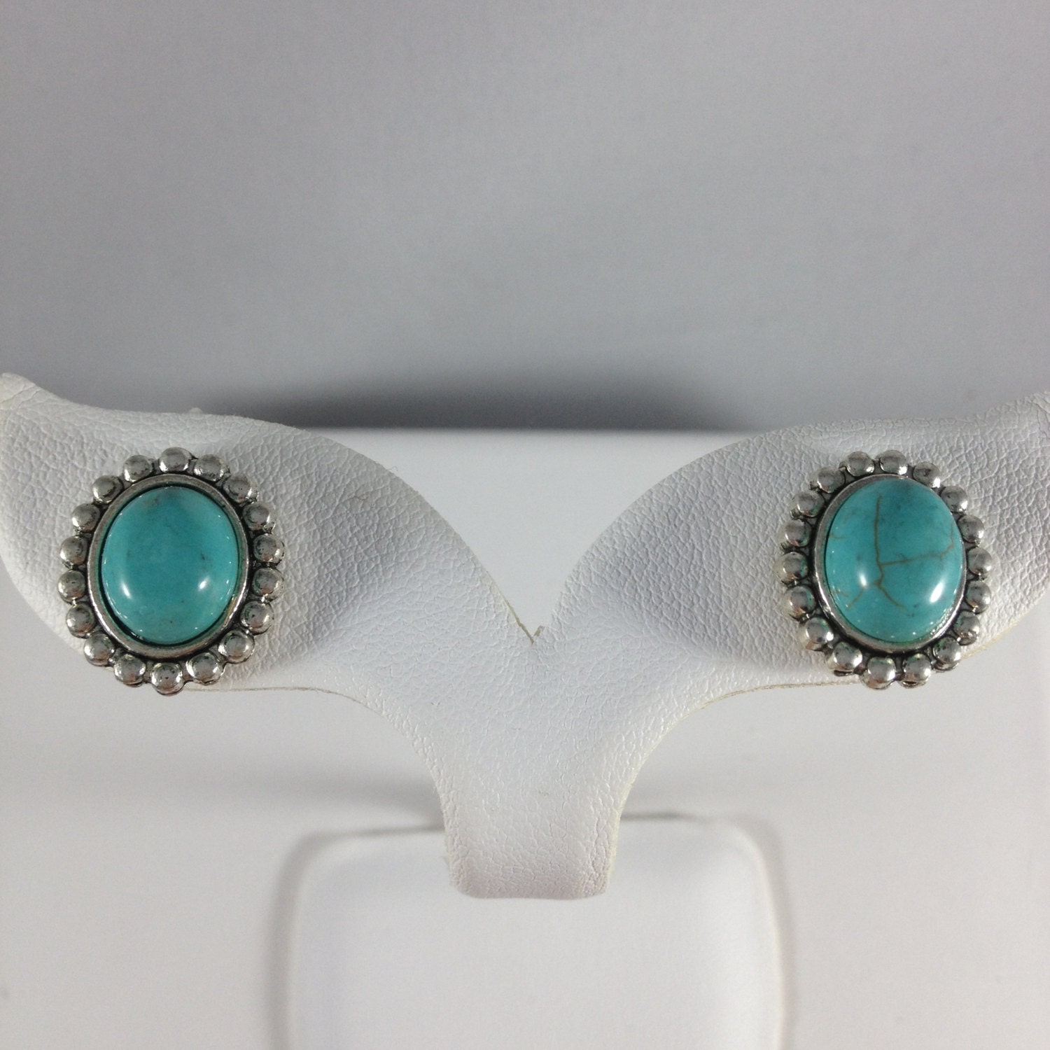 Silver/Turquoise Stud Earrings by AFestivalEveryDay on Etsy